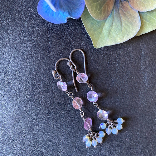 Amethyst with Opal Earrings