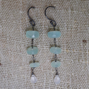 Chrysoprase with Moonstone Earrings