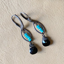 Black Onyx with Turquoise Earrings