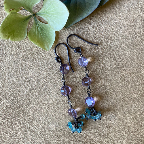 Amethyst with Apatite Earrings