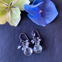 Green Amethyst Briolettes with Pearls Earrings