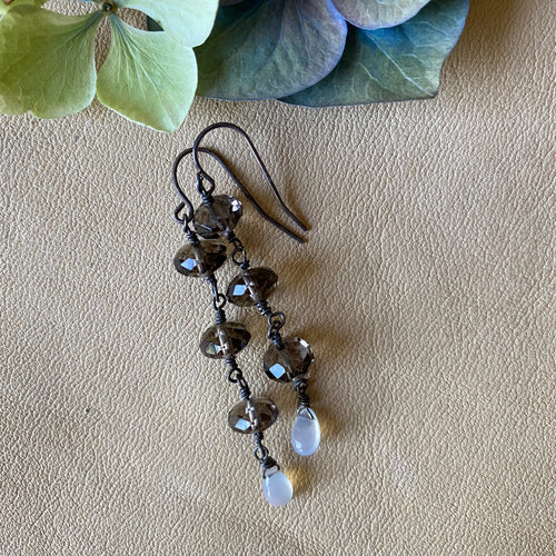 Smokey Quartz and Moonstone Earrings