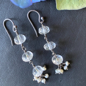 Rock Crystal and Pearl Earrings