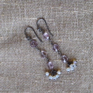 Amethyst with Opal Earrings