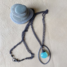 Aqua Chalcedony Double Chain Pendant Necklace