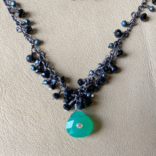 Chalcedony and Black Garnet Necklace