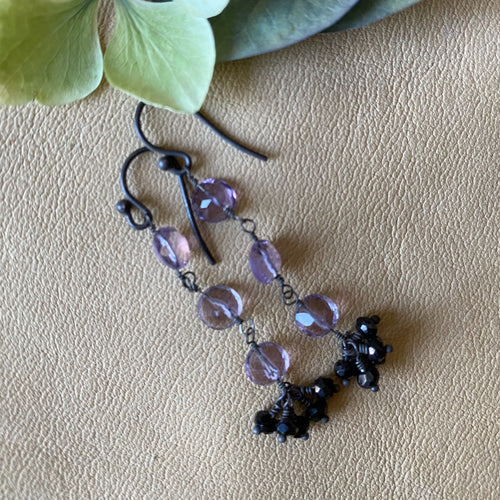 Amethyst with Black Garnet Earrings