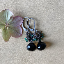 Smokey Quartz with Emerald and Pearls Earrings