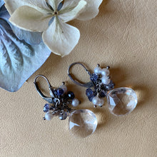 Rock Crystal Earrings with Iolite & Pearls