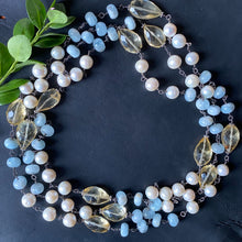Aquamarine, Citrine, and Pearl Necklace