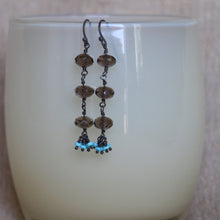 Faceted Smokey Quartz with Turquoise Earrings