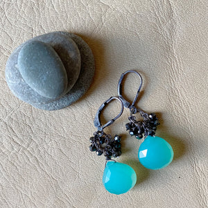 Chalcedony with Pyrite Earrings