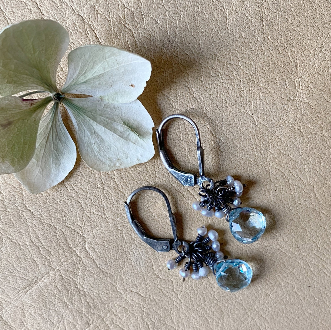 Aquamarine with Pearls Earrings
